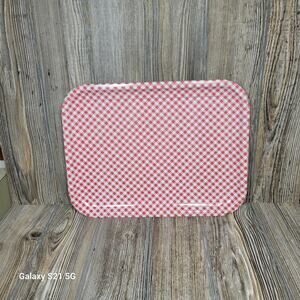Vintage Gingham Check Tray, Red White Checked, Lap TV Tray, Country Decor